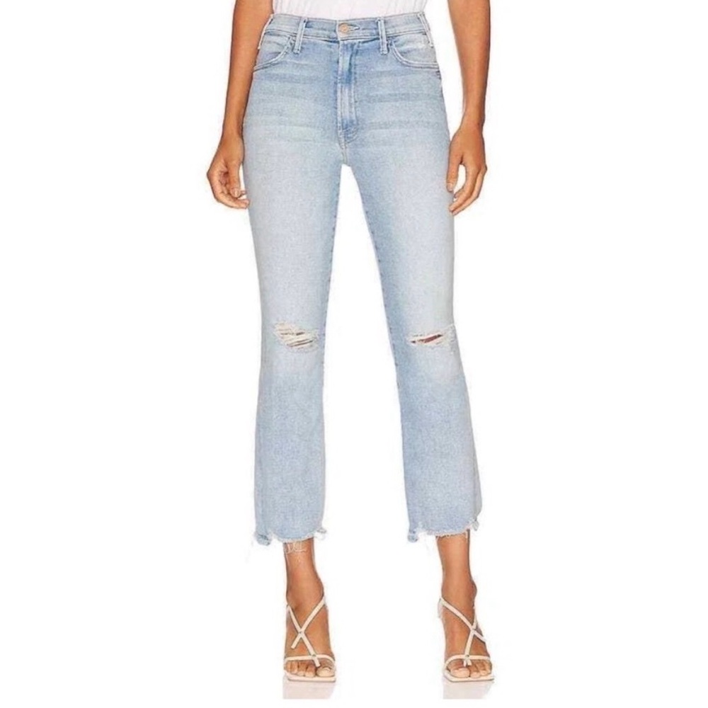 Mother the hustler ankle chew petal plucker denim pant sz 24